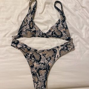 snakeskin print bikini